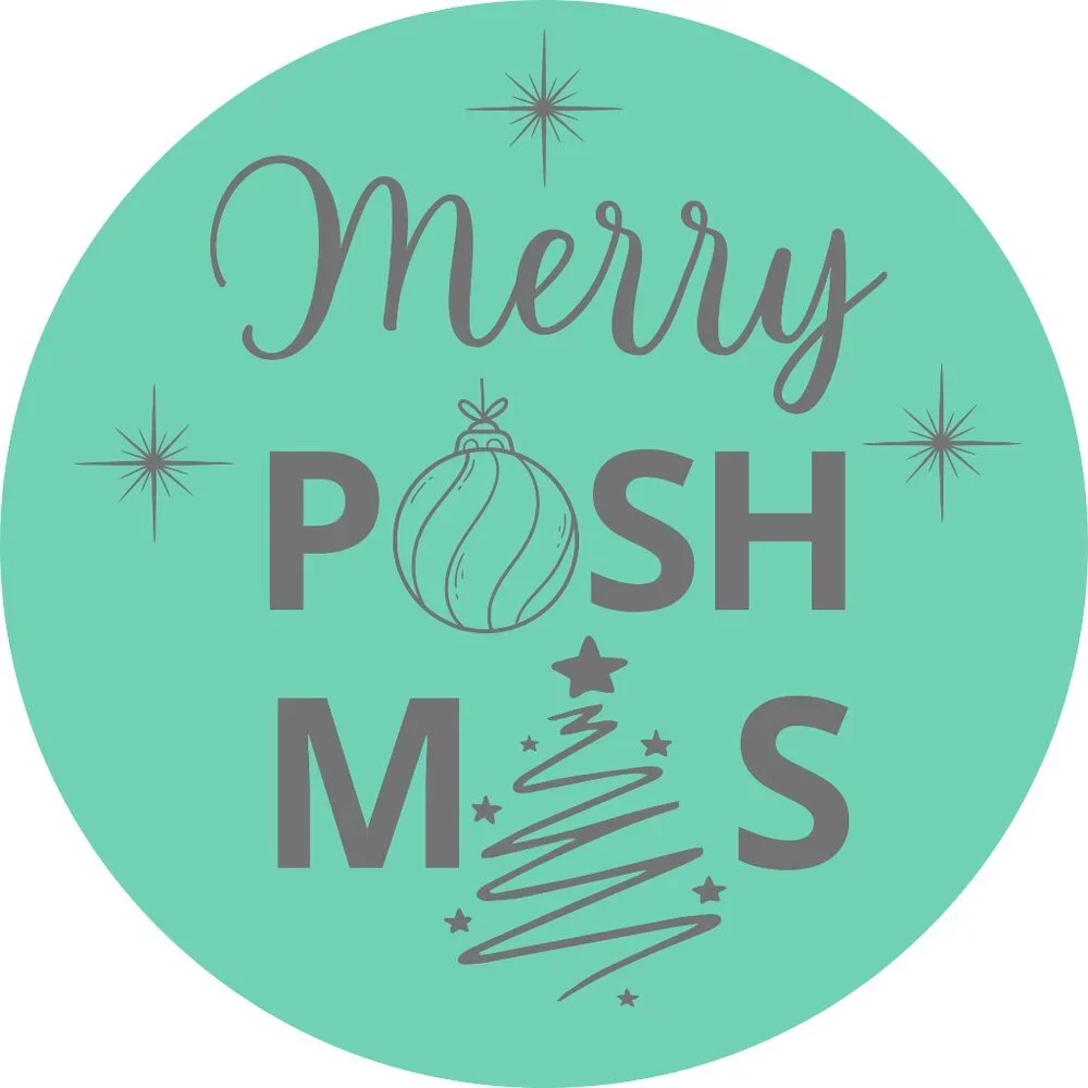 100 thermal Stickers Merry Poshmas 2” Round Labels,